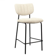 Sedia da bancone VENTURA – Tessuto beige – Piedi in metallo nero – Altezza 97 cm – Stile design/industriale