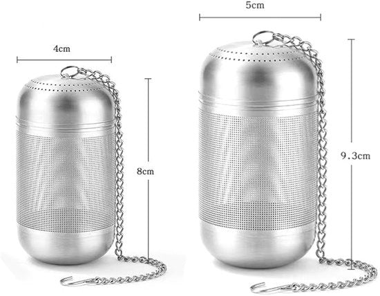 Due filtri per tè in acciaio inossidabile - Filtro per tè a vapore - Acciaio inossidabile - Gas a porosità microscopica - Filtra tè, spezie, erbe e aromi