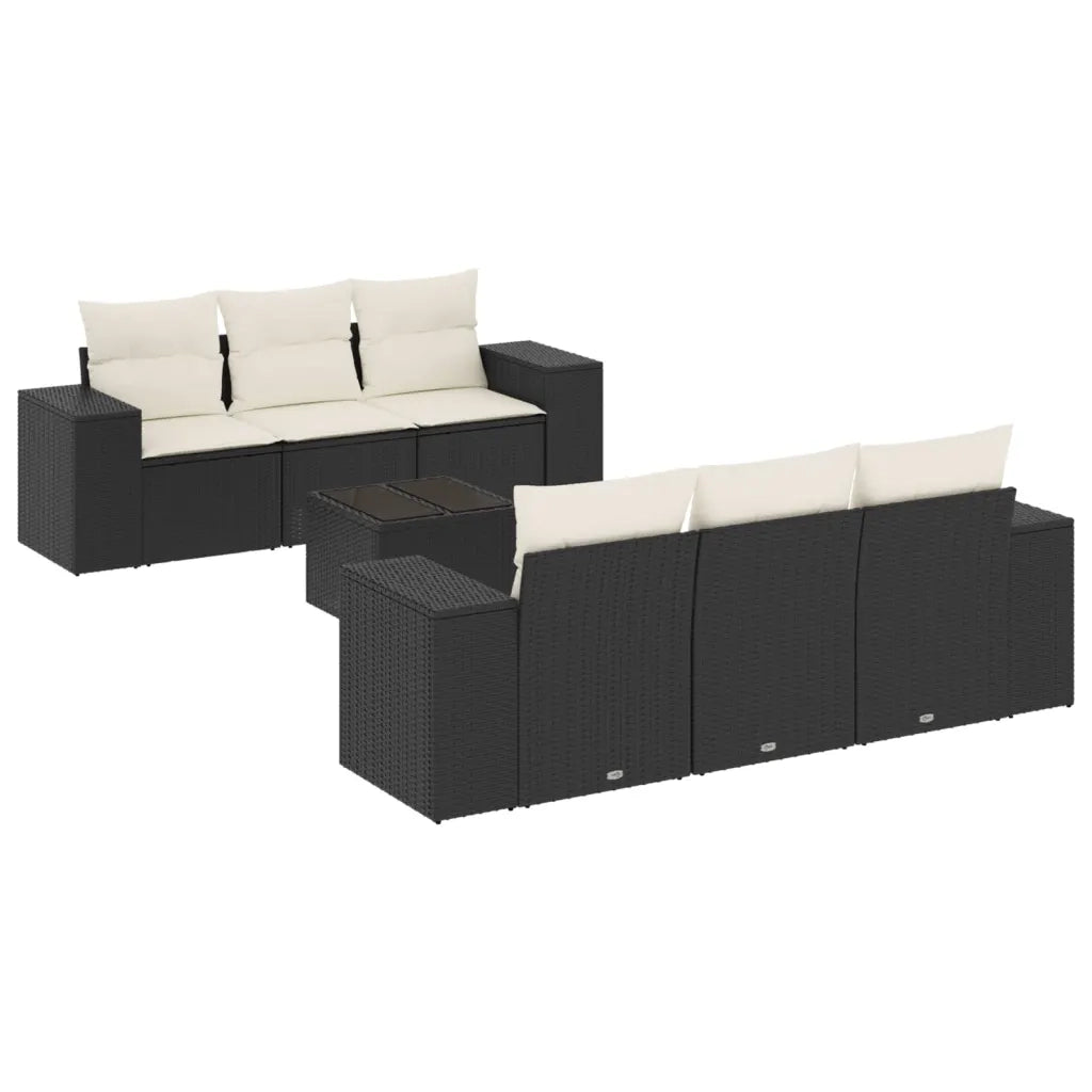 Set Divani da Giardino con Cuscini 7pz Nero Polyrattan 3254643