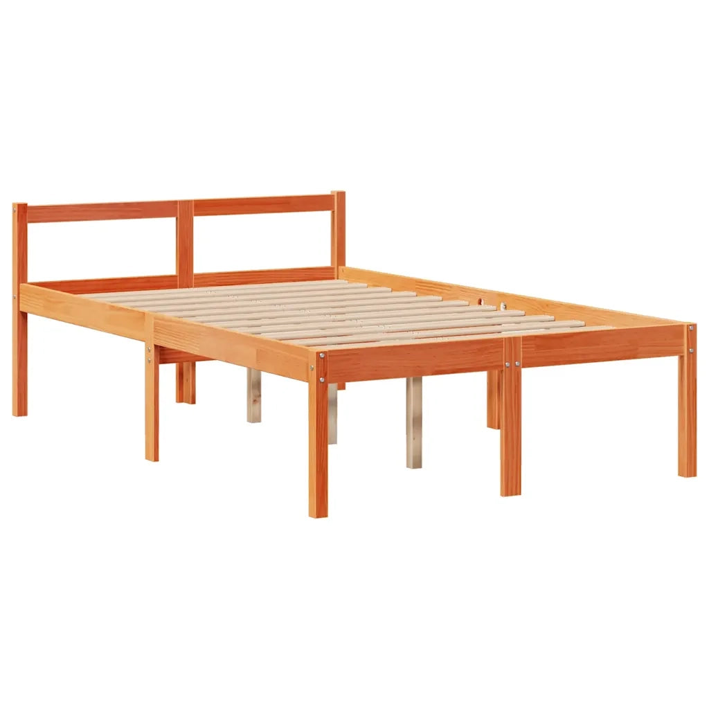 Letto Libreria senza Materasso Marrone Cera 135x190 cm in Pino 3322068