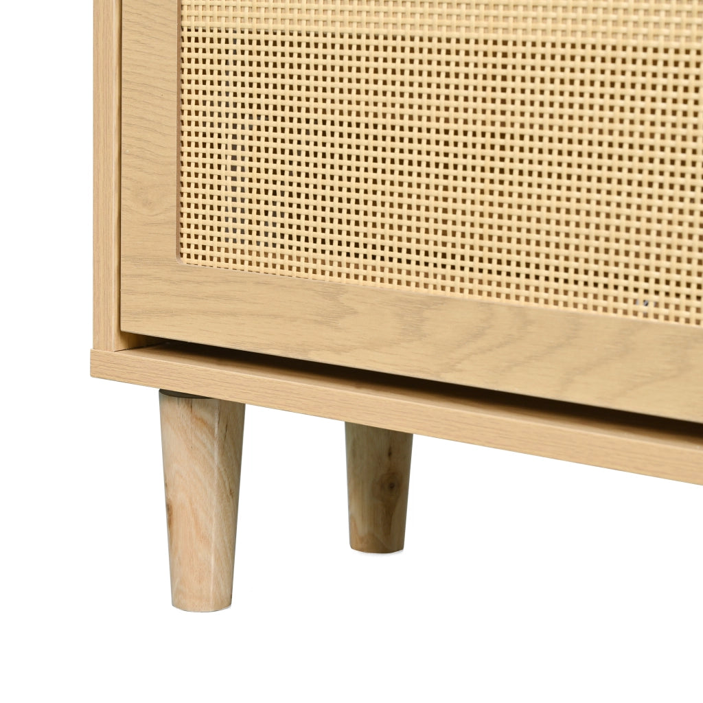 Com¨° con 6 cassetti in stile r¨¦tro, credenza in truciolare e legno massello, colore noce, 120x76,5x40 cm
