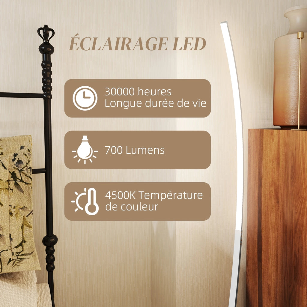 Lampada da terra LED moderna ¨C zephmum ¨C argento, 3 livelli luminosit¨¤
