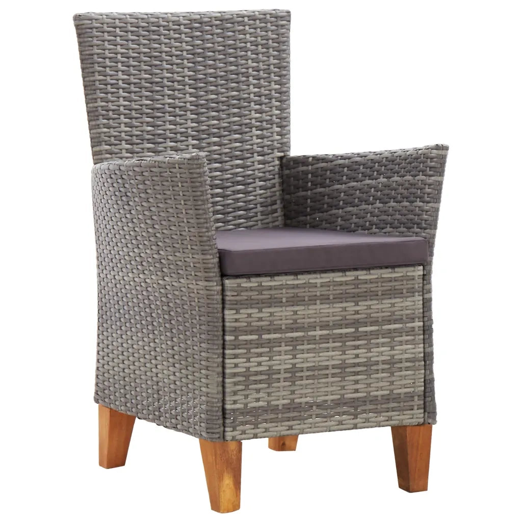 Sedie da Giardino 2 pz con Cuscini in Polyrattan Grigio cod mxl 55307