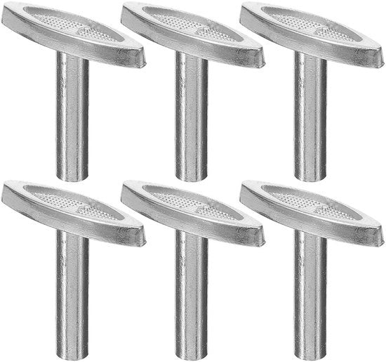 Set di 6 Chiavi per Cassa Musicale - Verricambiabile - Chiave a Rotella Metallica - Chiavi Robuste - Facile da Installare - 2,50 x 2,50 x 0,50 cm - Chiave per Cassa Musicale