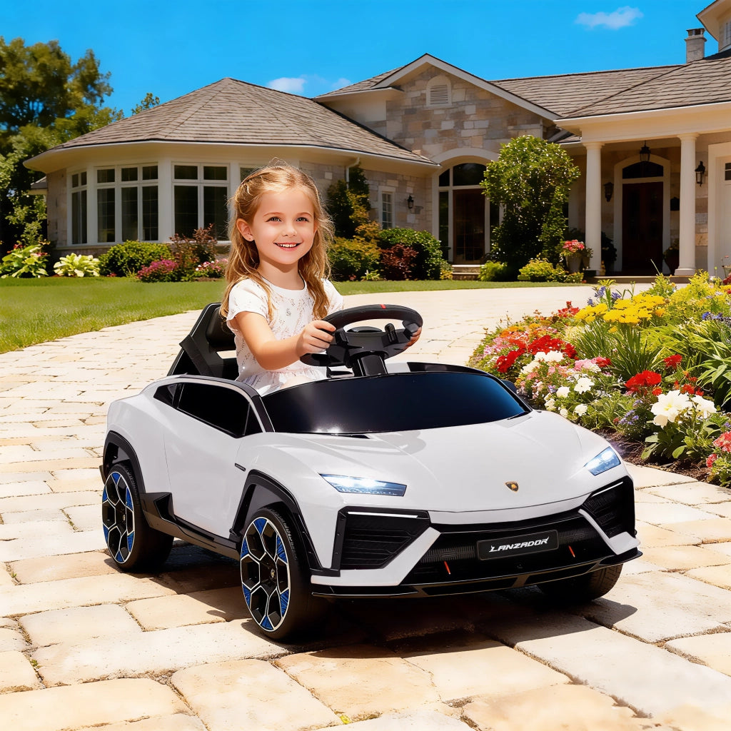 Macchina Elettrica per Bambini Licenza Lamborghini con Clacson e Telecomando. 101.5x49x43 cm. Bianca