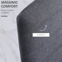 Set 4 Sedie Imbottite per Soggiorno o Sala da Pranzo, Sedie da Cucina Moderne, in Metallo e Tessuto Grigio