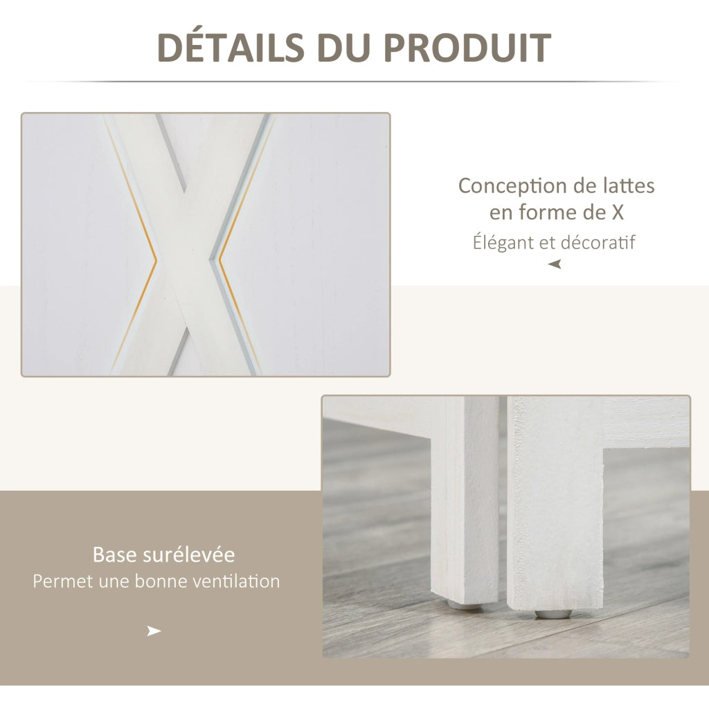 Paravento 4 Ante Stile Campagna ¨C zephmum ¨C Bianco Legno di Paulownia