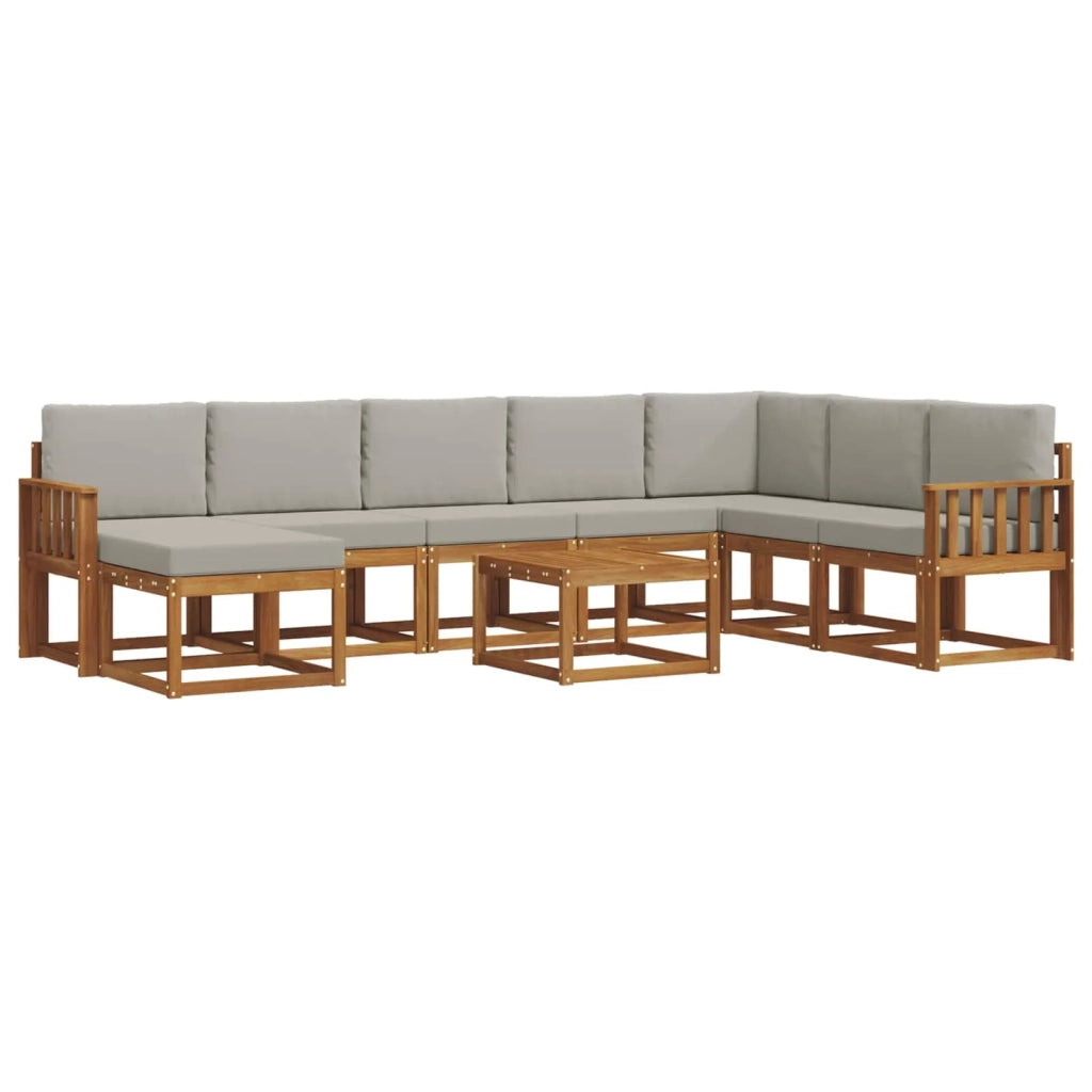 Set di divani da esterno 9 pcs Grigio Naturale e Chiaro