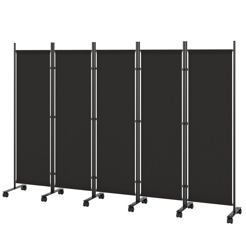 Divisorio a 5 Pannelli con Ruote ¨C Zephmum ¨C Nero Acciaio 80x30x