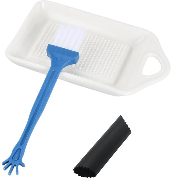 Raspatore ceramico per cucina, raspante manuale per aglio, zenzero e curcuma, piccola raspante ceramica per tutta la famiglia, piatto di moliatura per aglio, zenzero e curcuma (11 × 6,8 × 2 cm)