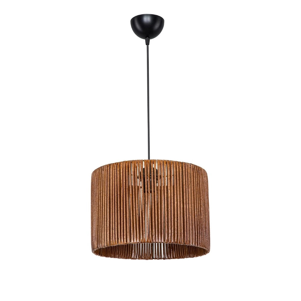 Lampada da soffitto Roya ASZ1700 in carta intrecciata rustica marrone H65xL30.5