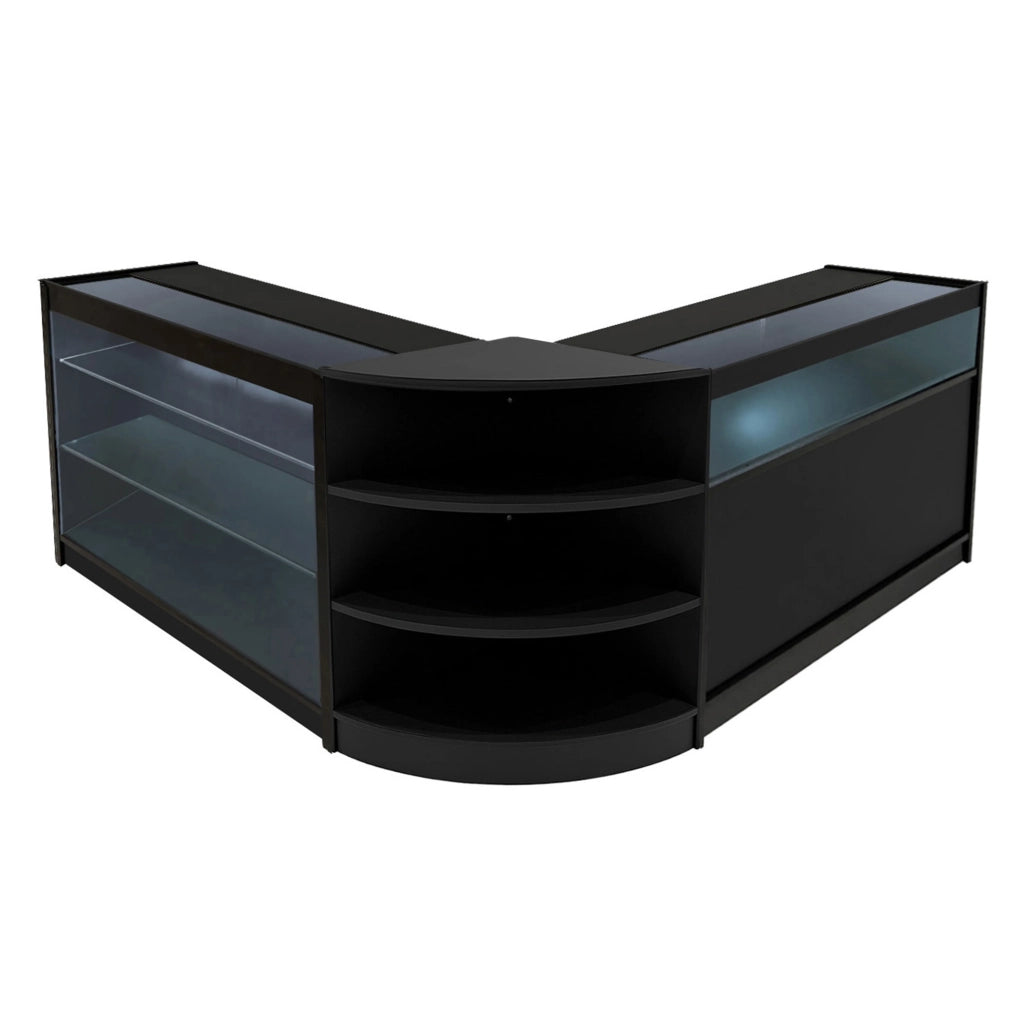 Set Banconi LED Nero Demeter K1200 B1200 LM60 Vetrina Negozio con Serratura