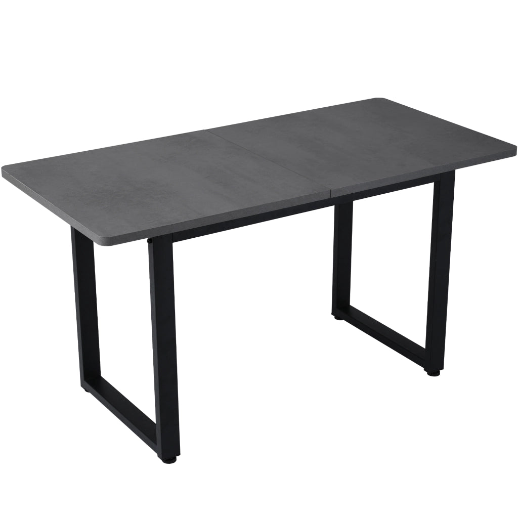 Tavolo da pranzo rettangolare in stile industriale, piano in truciolare, struttura in metallo, grigio/nero