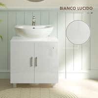 Mobile Sottolavabo da Bagno con Armadietto 2 Ante 60x35x60 cm in MDF Bianco