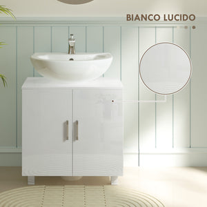 Mobile Sottolavabo da Bagno con Armadietto 2 Ante 60x35x60 cm in MDF Bianco