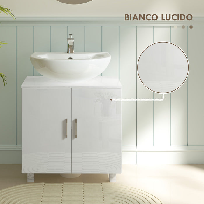 Mobile Sottolavabo da Bagno con Armadietto 2 Ante 60x35x60 cm in MDF Bianco
