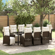 Set da Pranzo per Giardino con cuscino 9 pcs Marrone polyrattan 3380546