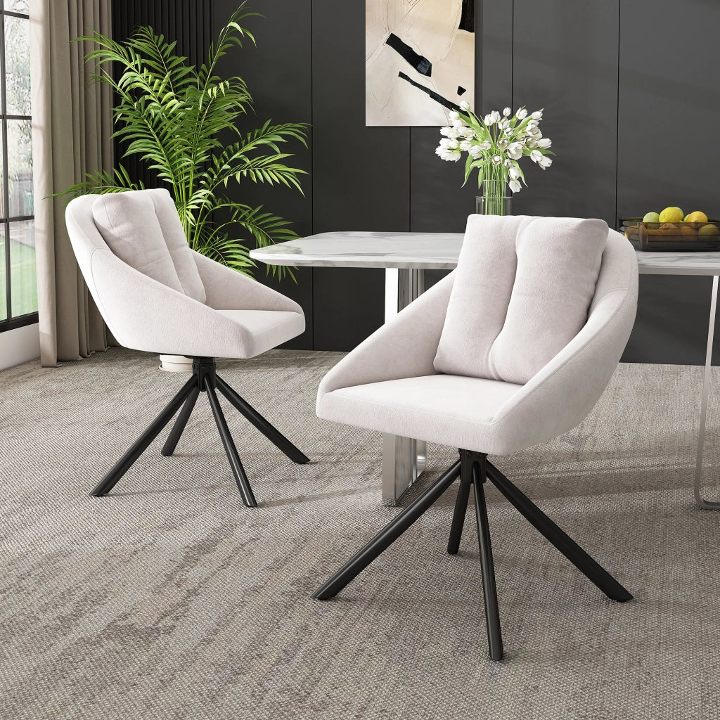 SEDIA GIREVOLE DA PRANZO BEIGE IN VELLUTO E METALLO Set 4 pezzi