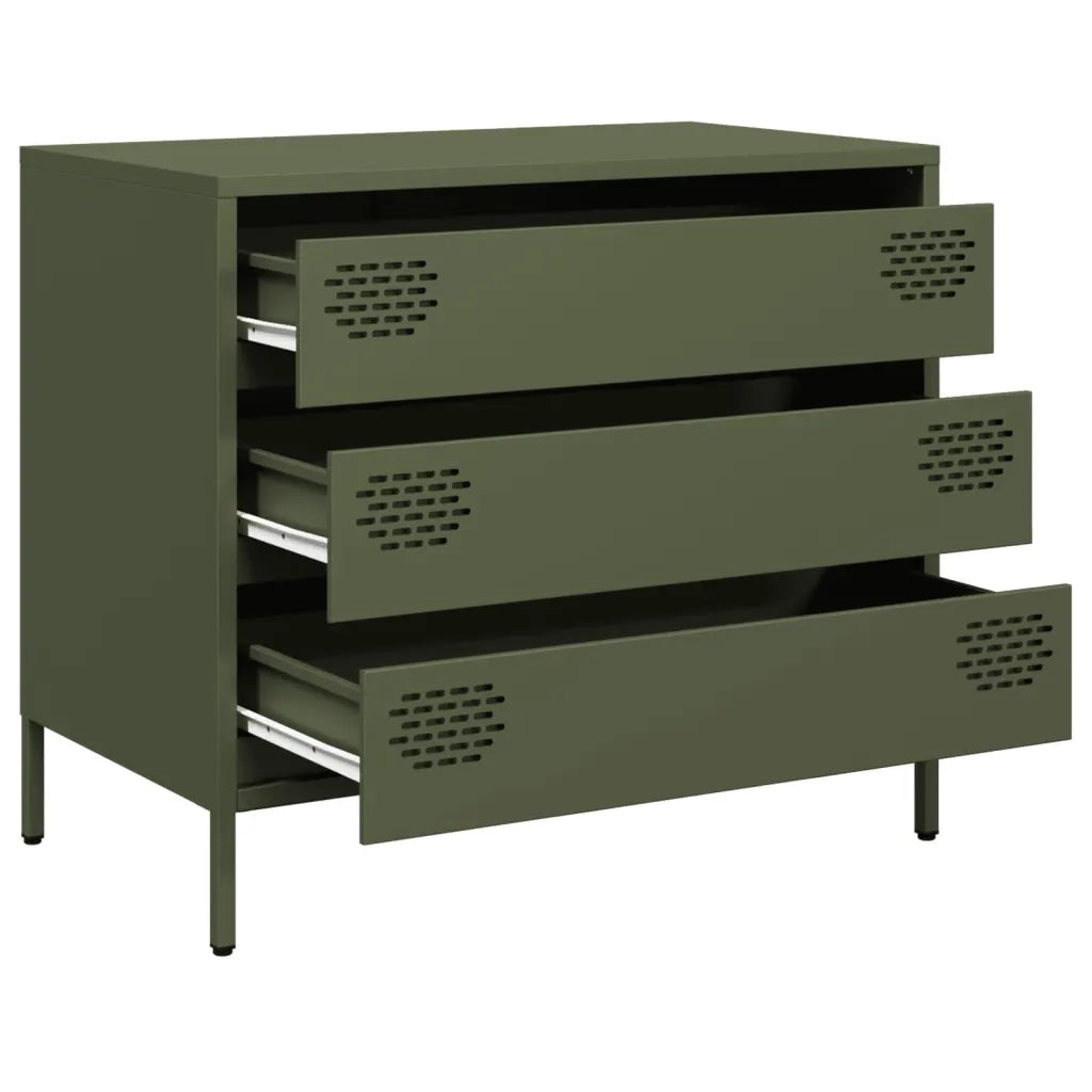 Credenza Verde Oliva 68x39x58,5 cm in Acciaio Laminato a Freddo