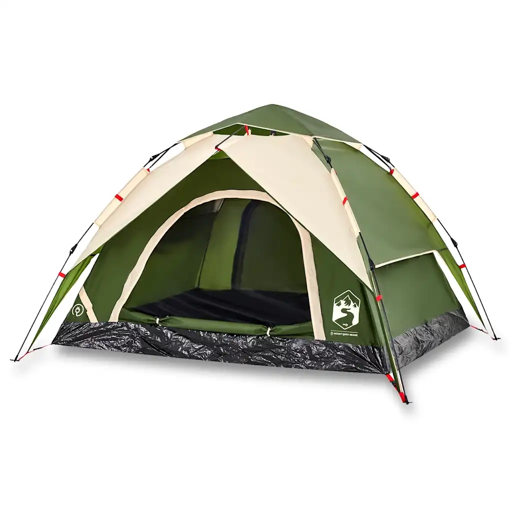 Tenda a Cupola da Campeggio 3 Persone Verde a Rilascio Rapido 4004177