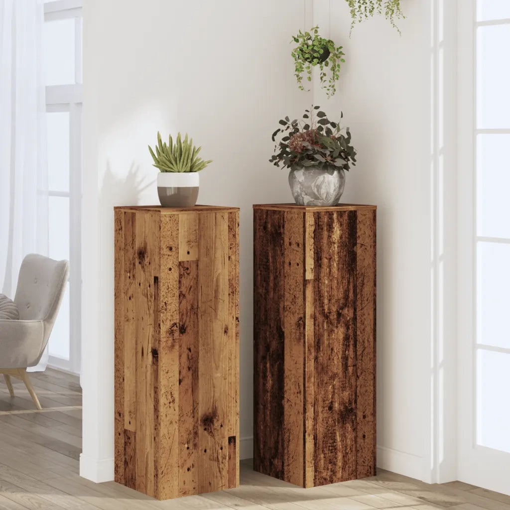 vidaXL Supporti per Piante 2 pz Legno Vecchio 33x33x100 cm Multistrato