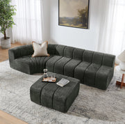 Divano angolare modulare in chenille nero; componibile e multifunzionale