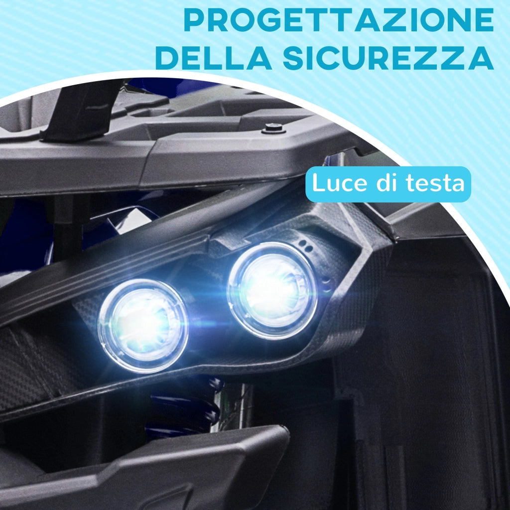 Quad Elettrico per Bambini 3-5 Anni a 12V con Fari e Pedale, in PP e Metallo 100x65x73 cm, Blu