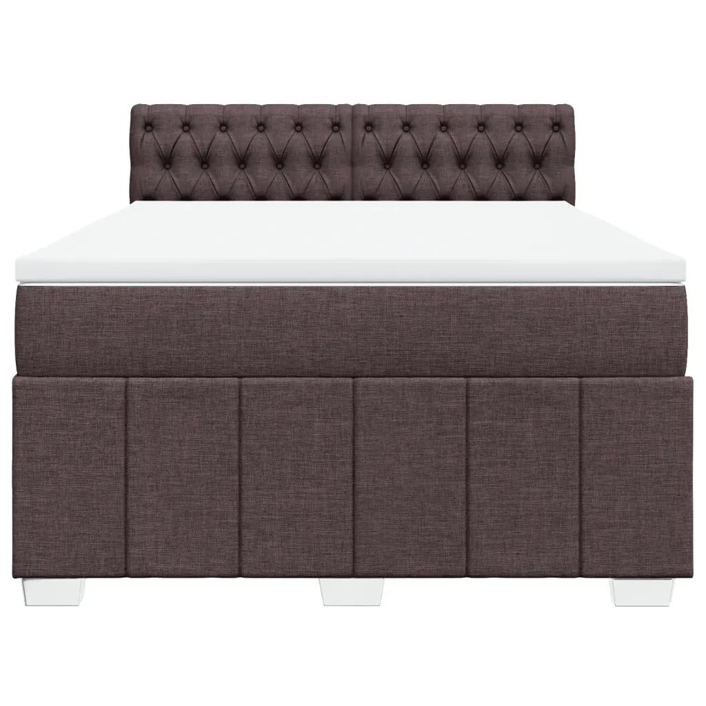 Giroletto a Molle con Materasso Marrone Scuro 140x200cm Tessuto