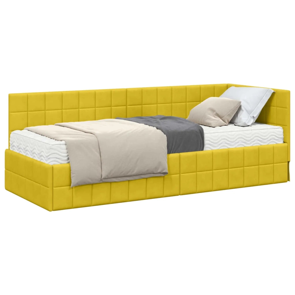 Struttura Letto Angolare con Materasso 2 pz-Giroletto con materasso Giallo Velluto 975104