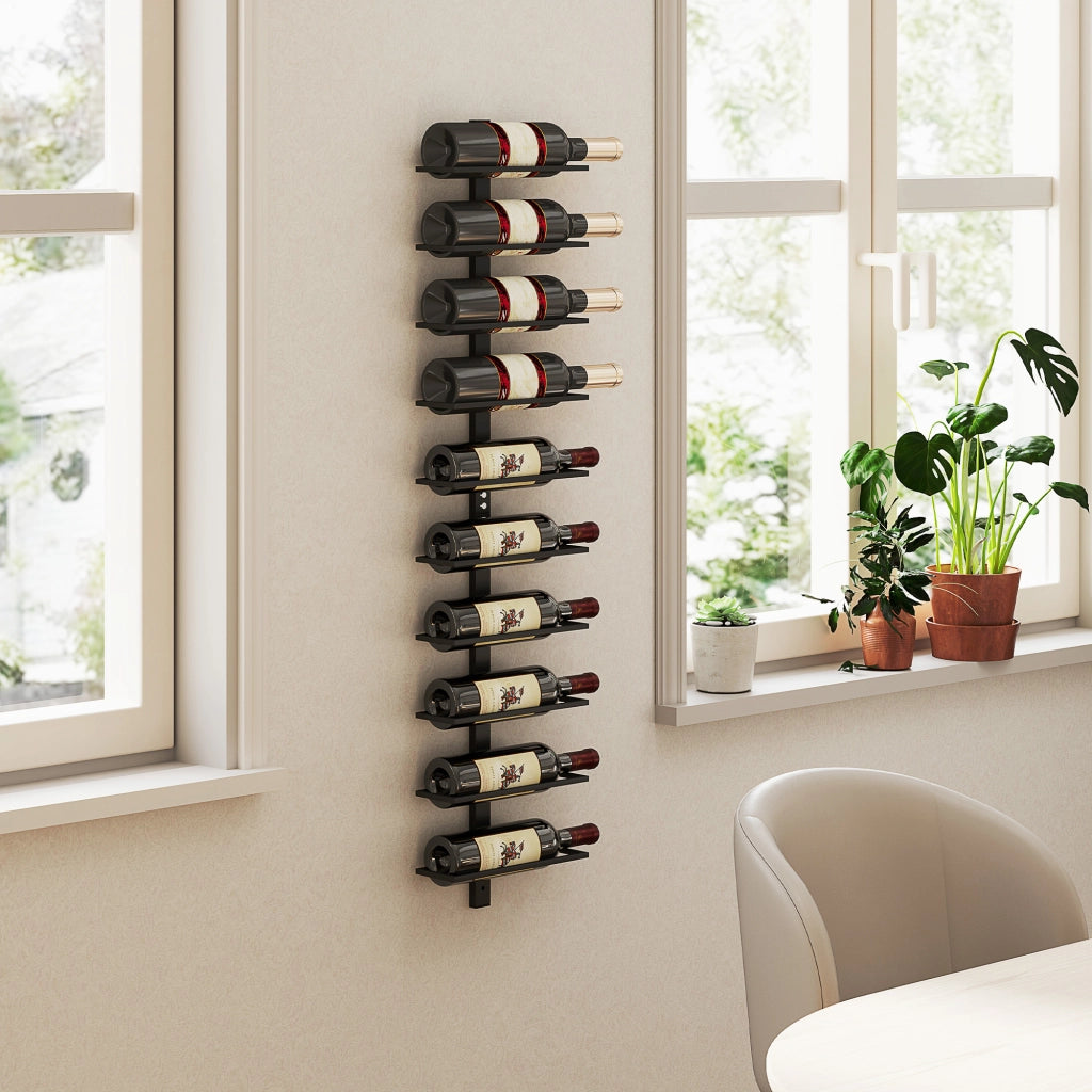 Scaffale per Vino ¨C Zephmum ¨C Metallico Nero 80x30x18 cm