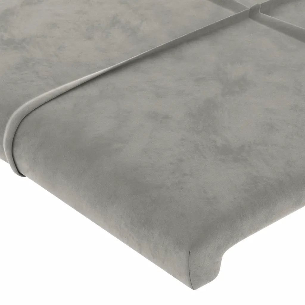 Testiera ad Orecchio-Testata con Orecchie Grigio Chiaro 103x23x78/88 cm in Velluto 270822