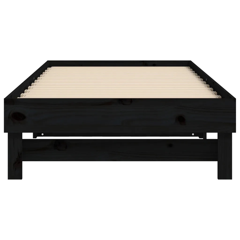 Dormeuse Estraibile Nera 2x(90x190) cm Legno Massello di Pino