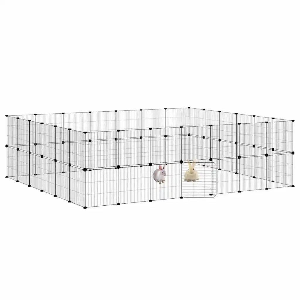 Gabbia per Animali 52 Pannelli con Porta Nero 35x35 cm Acciaio