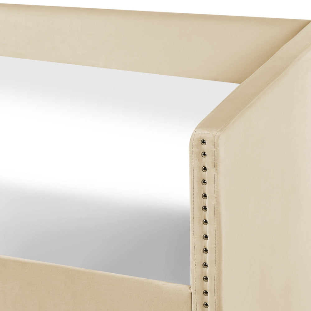 Letto estraibile 90 x 200 cm Velluto beige Singolo doghe in legno Daybed Glamour Borchie decorative