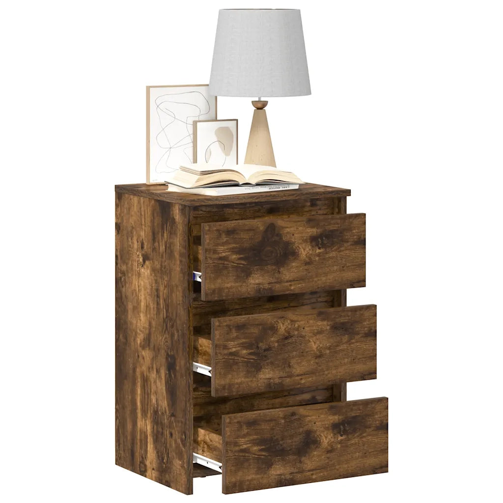 Comodini Rovere Fumo 2 pz-Set di 2 Tavolino da notte 40x35x62,5 cm in Legno Multistrato