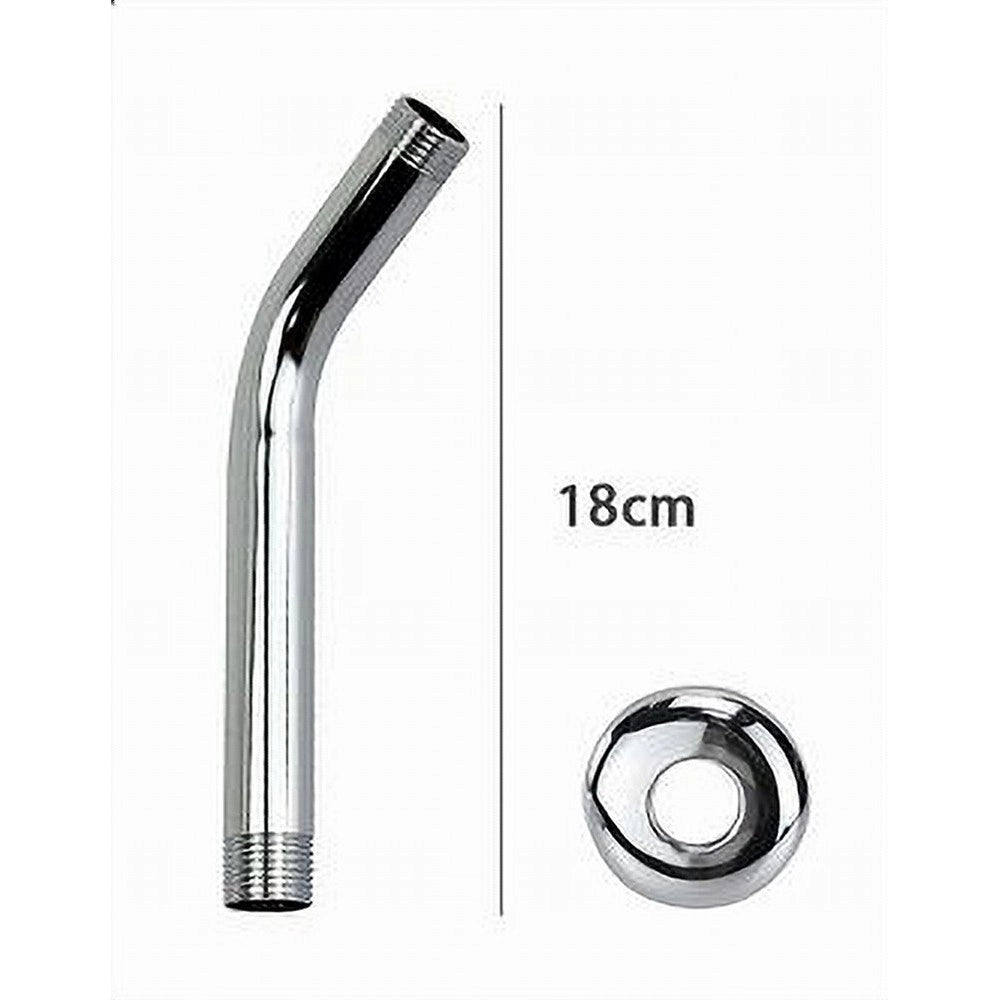 Trade Shop - Braccio Per Soffione Doccia Bagno Tondo In Acciaio Cromato Con Rosone 18cm 59498 -