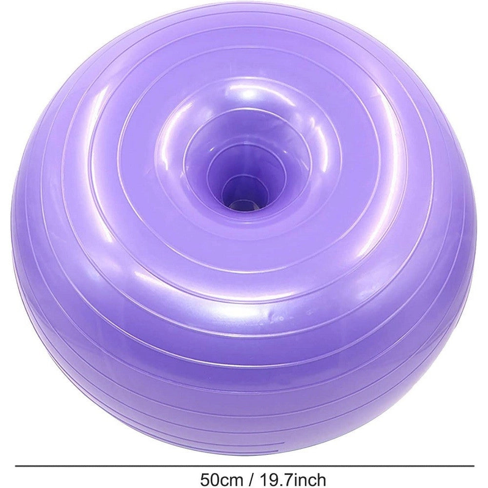 Trade Shop - Ciambella Palla Gonfiabile Esercizio Allenamento Pilates Yoga Con Pompa Viola -