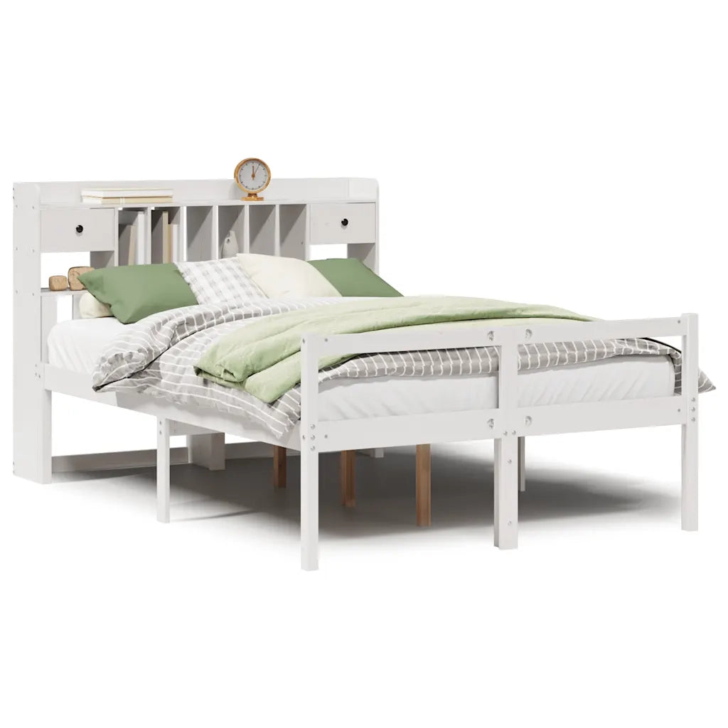 Letto Libreria senza Materasso Bianco 140x200 cm Legno di Pino 3322056