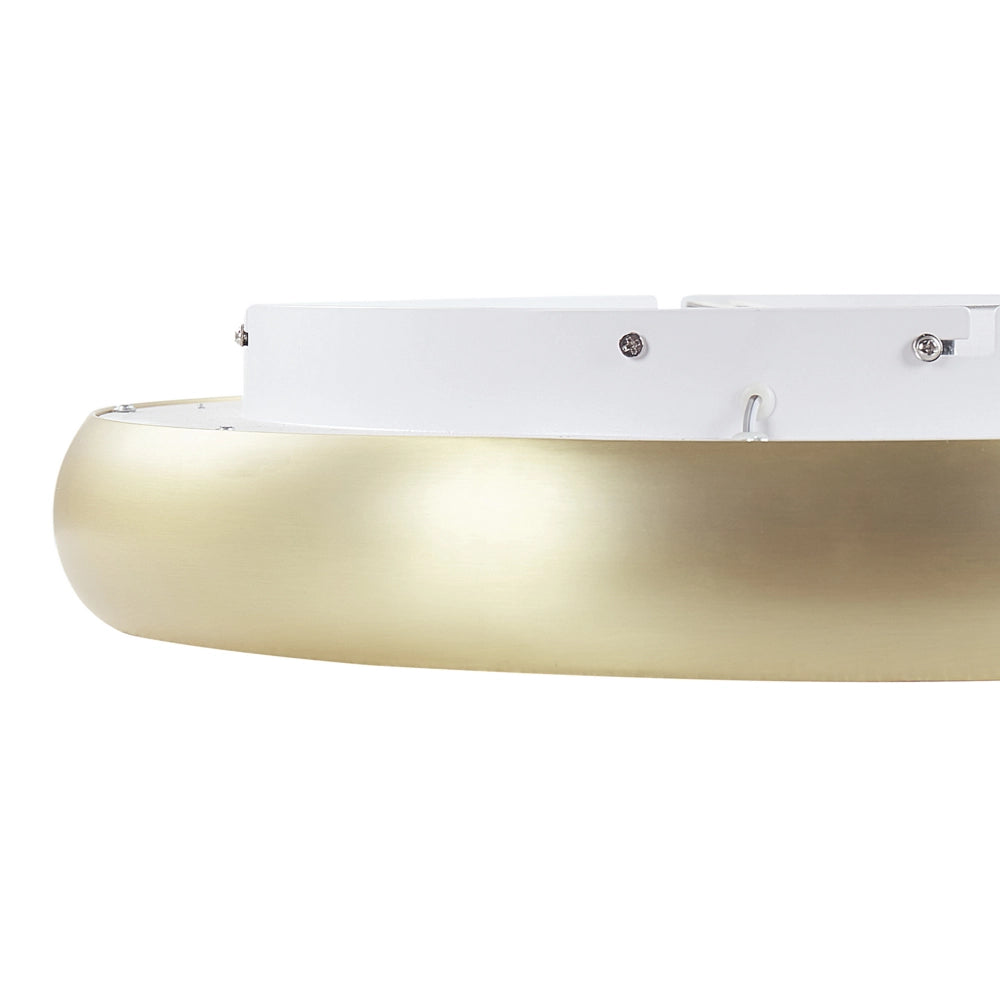 Lampada da soffitto in acciaio sintetico dorato integrato con luci a LED di forma rotonda plafoniera moderna illuminazione