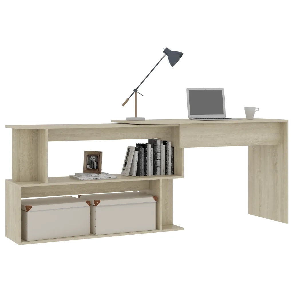 Scrivania | Tavolo da Ufficio Angolo Rovere Sonoma 200x50x76 cm Legno Multistrato
