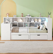 Letto singolo 90x200 con scrivania, libreria, LED e USB