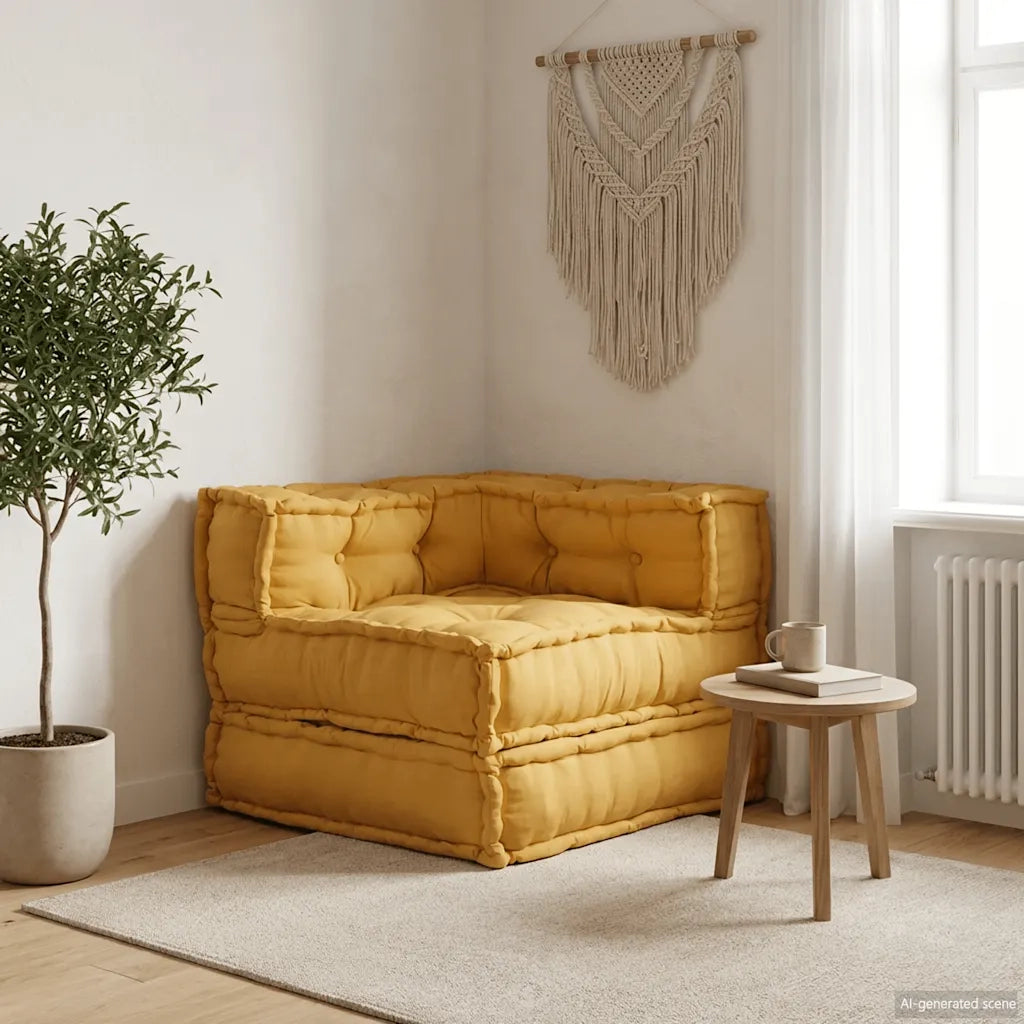 Divano Componibile Giallo 70x70x54 in Tessuto 4019037