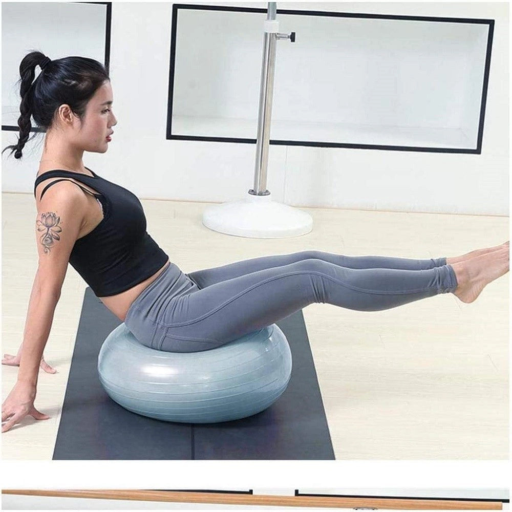 Trade Shop - Ciambella Palla Gonfiabile Allenamento Esercizio Yoga Pilates Con Pompa Grigio -