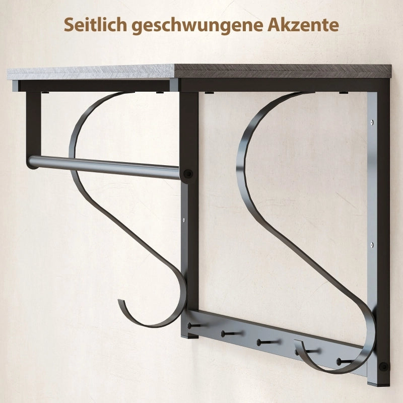 APPENDIABITI da Parete con Mensola 81,7 cm Legno Grigio e Metallo Nero