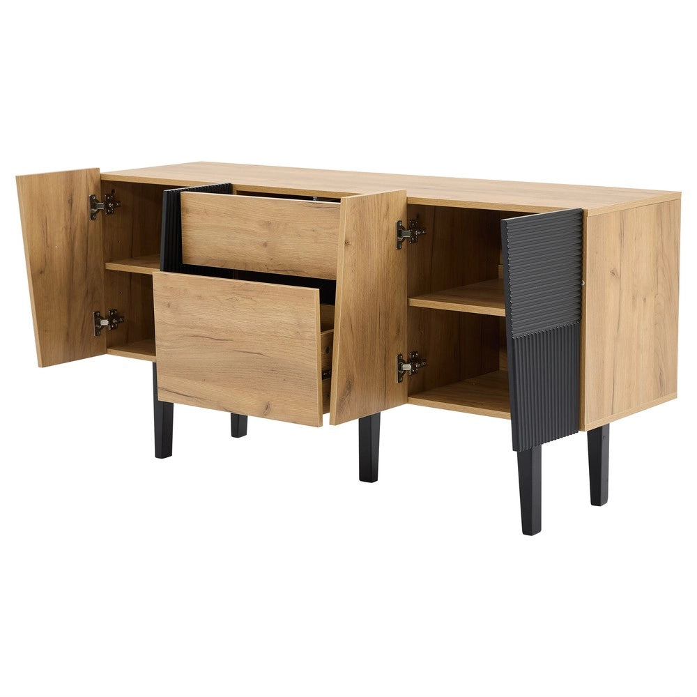 Mobile TV con Vano Contenitore ¨C MINIMAL ¨C Legno Massello, Supporto per TV 60 Pollici
