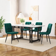 Set da pranzo 120 cm; tavolo e 4 sedie; piano in MDF; velluto verde scuro