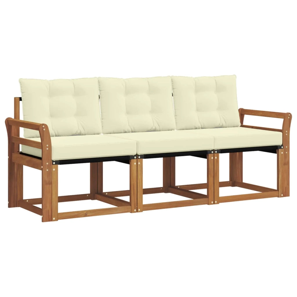 Set di divani da esterno con cuscino 3 pcs Naturale e Crema