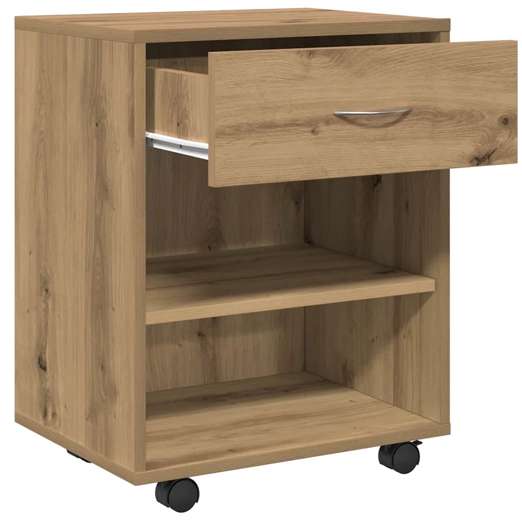 Armadietto con Ruote Rovere Artigianale 46x36x59 cm Truciolato 856661