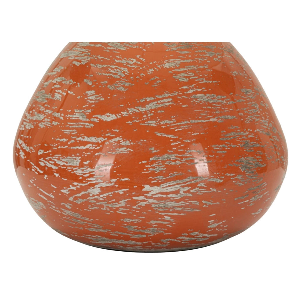Lampada da tavolo in ceramica arancione con paralume in poliestere
