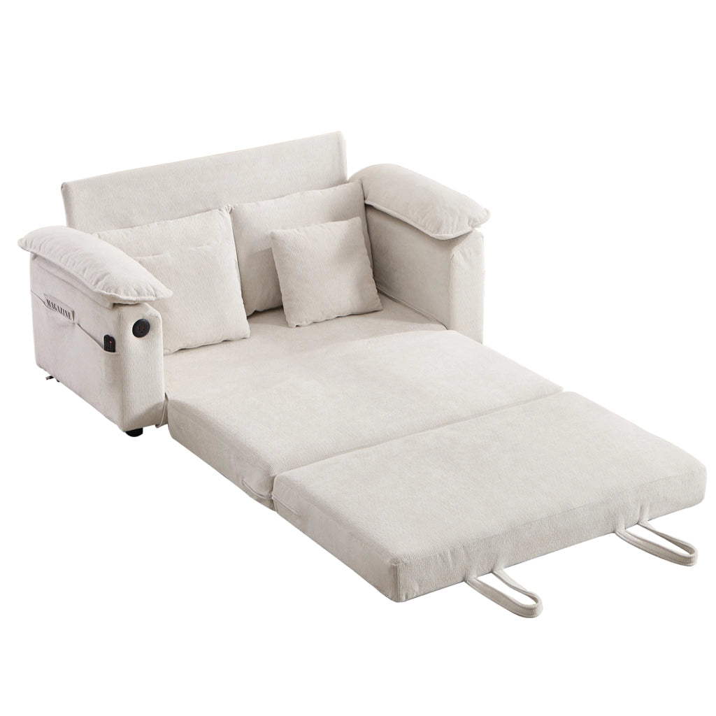 Poltrona da relax imbottita in ciniglia bianca 69x54x59 cm con cuscini